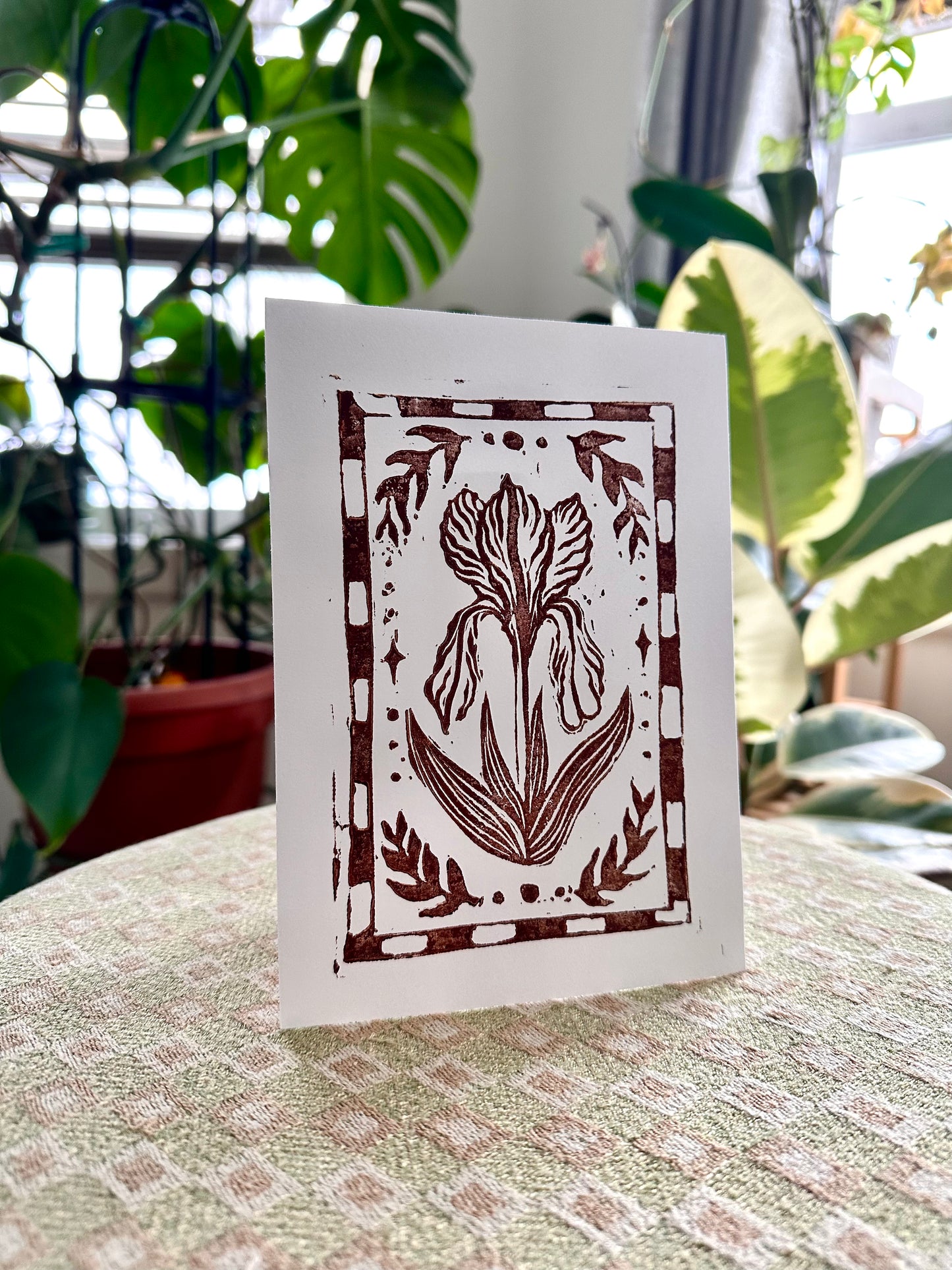 "Iris" Lino Print on Standard Paper