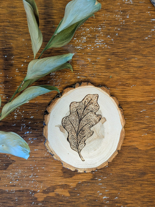 Oak: Hand-Engraved Coaster
