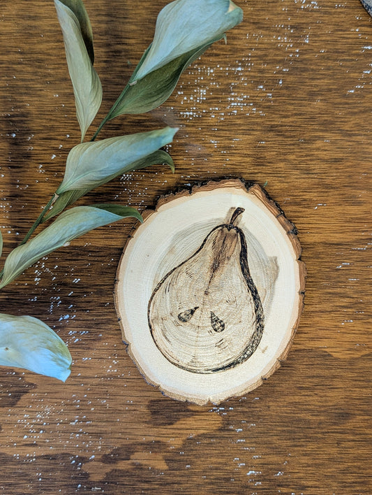 Pear: Hand-Engraved Coaster